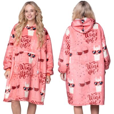 Inny producent KOC BLUZA Oversize Gruba KOCOBLUZA 2w1 XXL Wzór WINO Futrzak z Kapturem Inny producent KOC BLUZA Oversize Gruba KOCOBLUZA 2w1 XXL Wzór WINO Futrzak z Kapturem