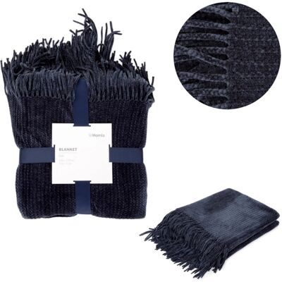 Koc Chenille Szenilowy Granatowy 130X170 Cm Homla Koc Chenille Szenilowy Granatowy 130X170 Cm Homla