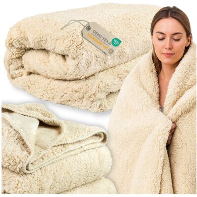 Zolta Koc dwustronny 200x220 cm pled 2w1 pluszowy beżowy narzuta premium Zolta Koc dwustronny 200x220 cm pled 2w1 pluszowy beżowy narzuta premium