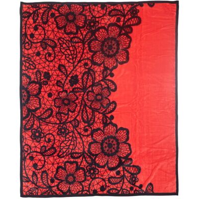 Koc Elway Akrylowy Gruby 160x210 Czerwony Czarna Koronka Koc Elway Akrylowy Gruby 160x210 Czerwony Czarna Koronka