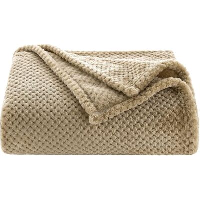 Inny producent Koc flanelowy z granulowanym wzorem, trwały, ciepły, 125 x 150 cm, khaki Inny producent Koc flanelowy z granulowanym wzorem, trwały, ciepły, 125 x 150 cm, khaki