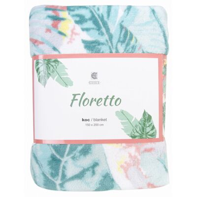 Essex Koc Floretto 150x200 kwiaty liście zielony Essex Koc Floretto 150x200 kwiaty liście zielony