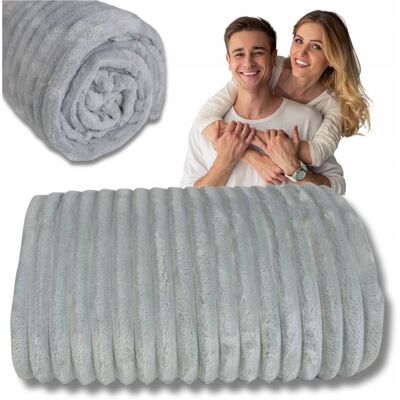 Inny producent Koc Gruby Polarowy 220X200 Szary Narzuta Pled Kapa Na Łóżko Miękki W Paski Inny producent Koc Gruby Polarowy 220X200 Szary Narzuta Pled Kapa Na Łóżko Miękki W Paski