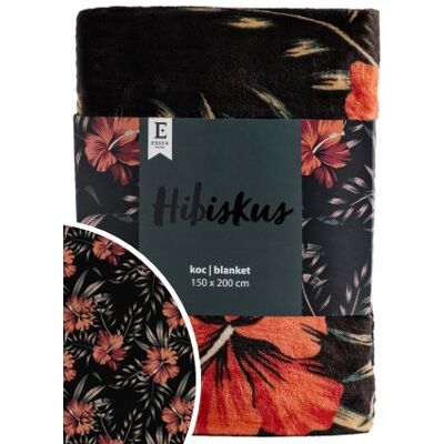 BBK - HIBISKUS - Czarny/Czerwony - 150x200 cm - Blanket BBK - HIBISKUS - Czarny/Czerwony - 150x200 cm - Blanket