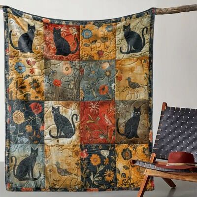 Inny producent Koc kocyk kolorowy CZARNE KOTY 150x200 cm miękki ciepły pled POP ART BOHO Inny producent Koc kocyk kolorowy CZARNE KOTY 150x200 cm miękki ciepły pled POP ART BOHO