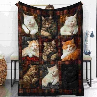 Inny producent Koc kocyk narzuta kolorowy spiące kot koty kociaki kolaż krata 150x200 cm Inny producent Koc kocyk narzuta kolorowy spiące kot koty kociaki kolaż krata 150x200 cm