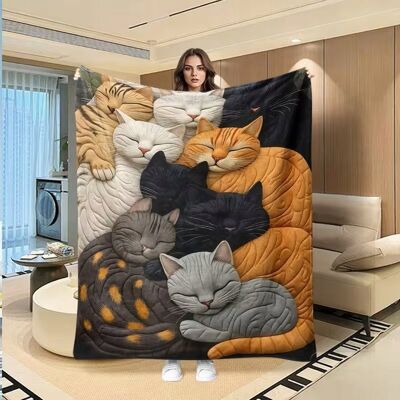 Inny producent Koc kocyk narzuta kolorowy spiące kot koty kociaki kolaż prezent 180x220 cm Inny producent Koc kocyk narzuta kolorowy spiące kot koty kociaki kolaż prezent 180x220 cm