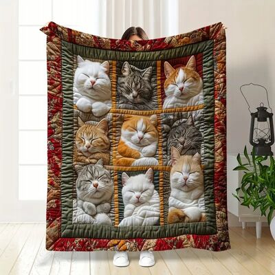 Inny producent Koc kocyk pled narzuta kolorowe koty kolaż boho 180x220 cm miękki prezent Inny producent Koc kocyk pled narzuta kolorowe koty kolaż boho 180x220 cm miękki prezent