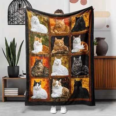Inny producent Koc kocyk pled narzuta kolorowe koty kolaż boho art 150x200 cm na prezent Inny producent Koc kocyk pled narzuta kolorowe koty kolaż boho art 150x200 cm na prezent
