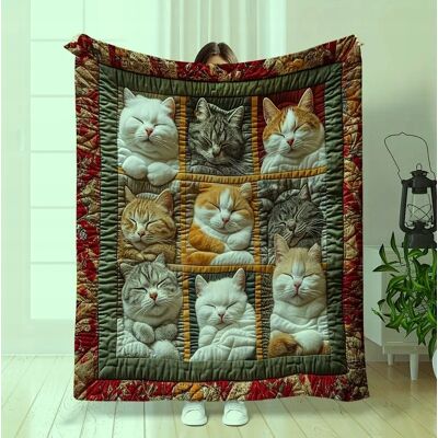 Inny producent Koc kocyk pled narzuta kolorowe koty kot kolaż boho prezent 180x220 cm Inny producent Koc kocyk pled narzuta kolorowe koty kot kolaż boho prezent 180x220 cm