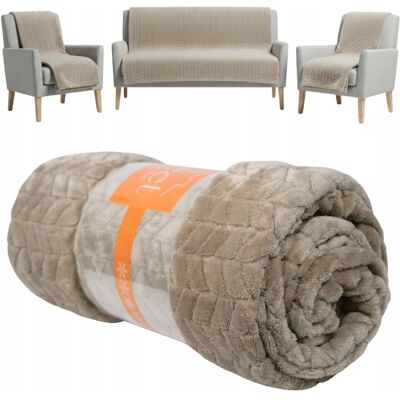 DrBED Koc na Fotel Kanapę Komplet do SALONU 3 szt. JASNY BRĄZOWY 70x140 160x200 DrBED Koc na Fotel Kanapę Komplet do SALONU 3 szt. JASNY BRĄZOWY 70x140 160x200