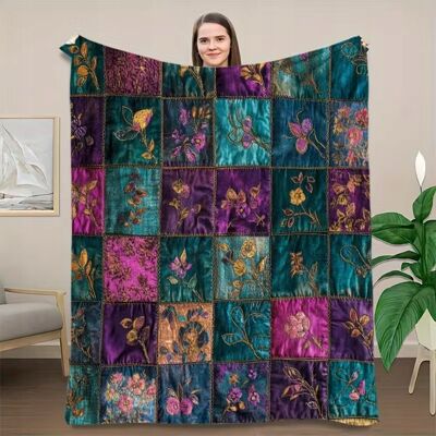Inny producent Koc narzuta ART dla Florystki kwiaty kwiatki kolaż jak patchwork 150x200 Inny producent Koc narzuta ART dla Florystki kwiaty kwiatki kolaż jak patchwork 150x200