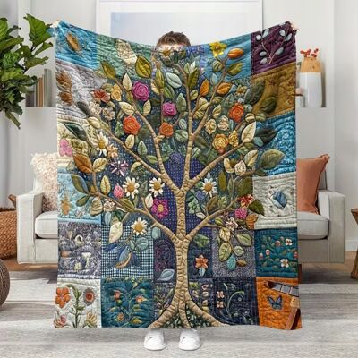 Inny producent Koc narzuta ART Drzewo Życia kwiaty rozliny kwiatki jak patchwork 150x200 Inny producent Koc narzuta ART Drzewo Życia kwiaty rozliny kwiatki jak patchwork 150x200