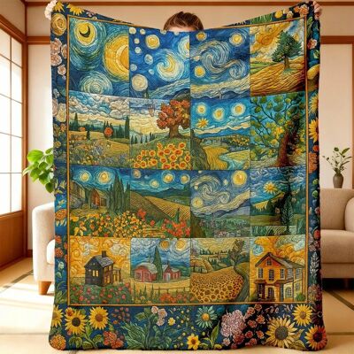 Inny producent Koc narzuta ART Van Gogh Słoneczniki Gwiaździsta Noc jak patchwork 150x200 Inny producent Koc narzuta ART Van Gogh Słoneczniki Gwiaździsta Noc jak patchwork 150x200