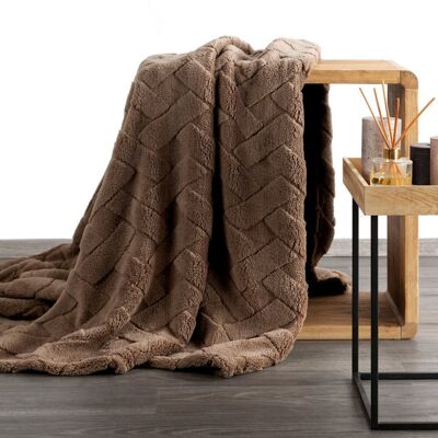 Eurofirany Koc narzuta CARO 170x210 Design91 ciemnobrązowy puszysty wytłaczany w kratę Eurofirany Koc narzuta CARO 170x210 Design91 ciemnobrązowy puszysty wytłaczany w kratę