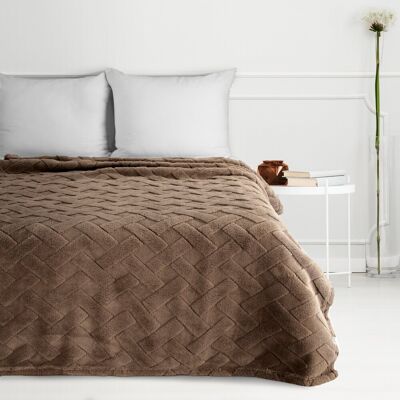 Eurofirany Koc narzuta CARO 200x220 Design91 ciemnobrązowy puszysty wytłaczany w kratę Eurofirany Koc narzuta CARO 200x220 Design91 ciemnobrązowy puszysty wytłaczany w kratę