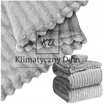 Inny producent Koc narzuta miękki wytłaczany gruby prążek 160x200 szary Inny producent Koc narzuta miękki wytłaczany gruby prążek 160x200 szary