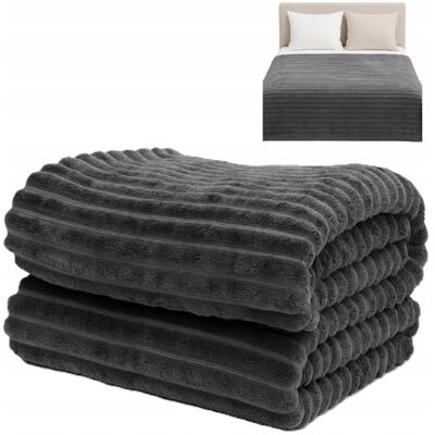 Inny producent KOC NARZUTA NA ŁÓŻKO DUŻY 200x220CM WYTŁACZANY WZÓR PASKI PLED CIEMNOSZARY Inny producent KOC NARZUTA NA ŁÓŻKO DUŻY 200x220CM WYTŁACZANY WZÓR PASKI PLED CIEMNOSZARY