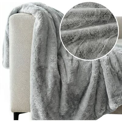 Spod Igły i Nitki KOC NARZUTA NA ŁÓŻKO MIĘKKI PUSZYSTY PUCHATY 220x200 JASNY SZARY RABBIT Spod Igły i Nitki KOC NARZUTA NA ŁÓŻKO MIĘKKI PUSZYSTY PUCHATY 220x200 JASNY SZARY RABBIT