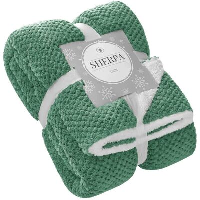 Narzuta/Koc Sherpa 150x200 cm zielony butelkowy baranek dwustronny Spod Igły i Nitki Narzuta/Koc Sherpa 150x200 cm zielony butelkowy baranek dwustronny Spod Igły i Nitki
