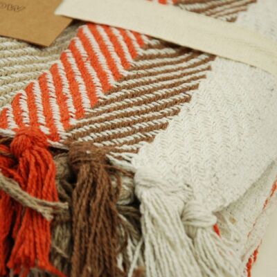 inna (Inny) KOC pled 130x160 frędzle narzuta BOHO pasy rudy gruby ścieg inna (Inny) KOC pled 130x160 frędzle narzuta BOHO pasy rudy gruby ścieg