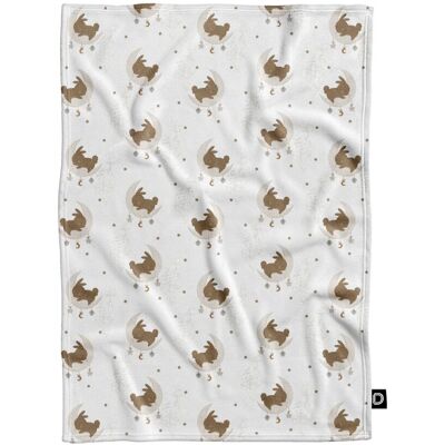 DECORDRUK Koc pluszowy dla dzieci BUNNY BLISS wzór D251 zajączki na księżycu 150 x 200 cm DECORDRUK Koc pluszowy dla dzieci BUNNY BLISS wzór D251 zajączki na księżycu 150 x 200 cm