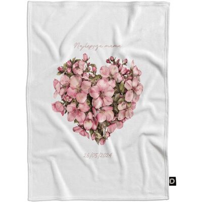 DECORDRUK Koc pluszowy dla mamy wzór DM16 różowe kwieciste serce 150 x 200 cm DECORDRUK Koc pluszowy dla mamy wzór DM16 różowe kwieciste serce 150 x 200 cm