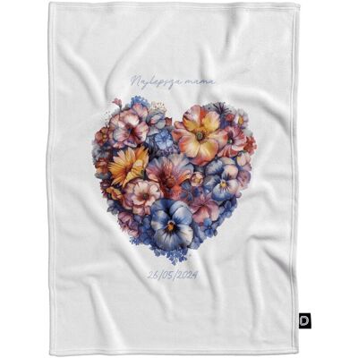 DECORDRUK Koc pluszowy dla mamy wzór DM17 kolorowe kwieciste serce 150 x 200 cm DECORDRUK Koc pluszowy dla mamy wzór DM17 kolorowe kwieciste serce 150 x 200 cm