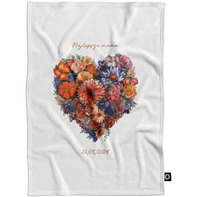 DECORDRUK Koc pluszowy dla mamy wzór DM18 wielokolorowe kwieciste serce 150 x 200 cm DECORDRUK Koc pluszowy dla mamy wzór DM18 wielokolorowe kwieciste serce 150 x 200 cm