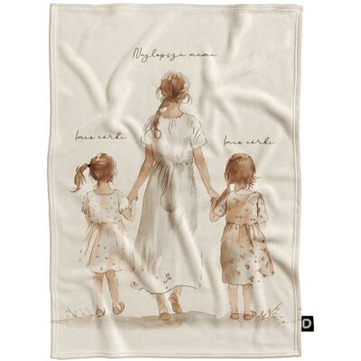 DECORDRUK Koc pluszowy dla mamy wzór DM28 mama i córki 01 150 x 200 cm DECORDRUK Koc pluszowy dla mamy wzór DM28 mama i córki 01 150 x 200 cm
