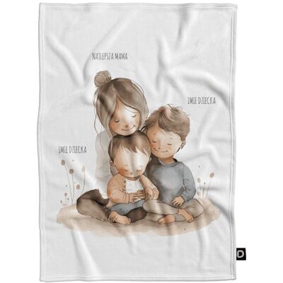 DECORDRUK Koc pluszowy dla mamy wzór DM38 mama i synowie 150 x 200 cm DECORDRUK Koc pluszowy dla mamy wzór DM38 mama i synowie 150 x 200 cm