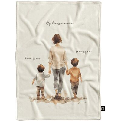 DECORDRUK Koc pluszowy dla mamy wzór DM39 mama i synowie 01 150 x 200 cm DECORDRUK Koc pluszowy dla mamy wzór DM39 mama i synowie 01 150 x 200 cm