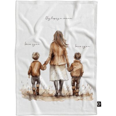DECORDRUK Koc pluszowy dla mamy wzór DM40 mama i synowie 02 150 x 200 cm DECORDRUK Koc pluszowy dla mamy wzór DM40 mama i synowie 02 150 x 200 cm