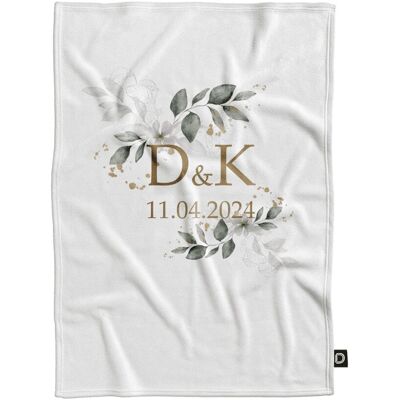 DECORDRUK Koc pluszowy ślubny wzór LS07 subtelne ślubne listki 135 x 100 cm DECORDRUK Koc pluszowy ślubny wzór LS07 subtelne ślubne listki 135 x 100 cm