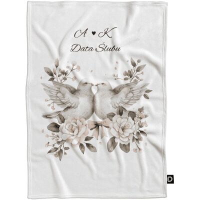 DECORDRUK Koc pluszowy ślubny wzór LS28 gołębie 150 x 200 cm DECORDRUK Koc pluszowy ślubny wzór LS28 gołębie 150 x 200 cm