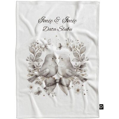 DECORDRUK Koc pluszowy ślubny wzór LS29 gołąbki 80 x 60 cm DECORDRUK Koc pluszowy ślubny wzór LS29 gołąbki 80 x 60 cm