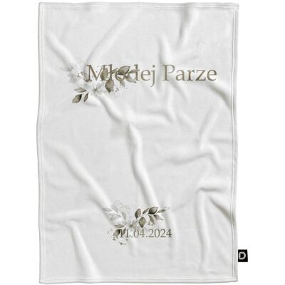DECORDRUK Koc pluszowy ślubny wzór LS31 złota młoda para 150 x 200 cm DECORDRUK Koc pluszowy ślubny wzór LS31 złota młoda para 150 x 200 cm
