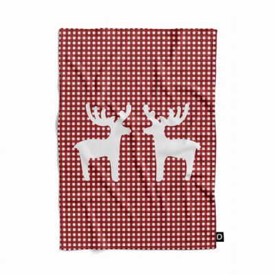 DECORDRUK Koc pluszowy WINTER wzór BN01 czerwona kratka i renifery 150 x 200 cm DECORDRUK Koc pluszowy WINTER wzór BN01 czerwona kratka i renifery 150 x 200 cm