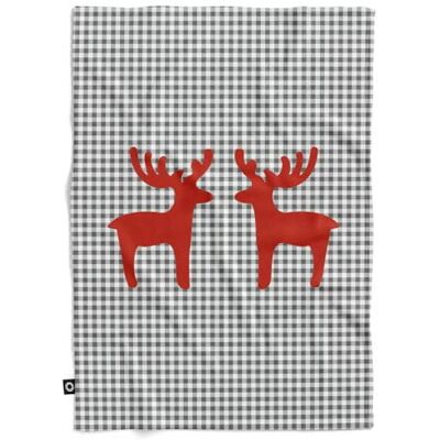 DECORDRUK Koc pluszowy WINTER wzór BN13 szara kratka i renifery 80 x 60 cm DECORDRUK Koc pluszowy WINTER wzór BN13 szara kratka i renifery 80 x 60 cm