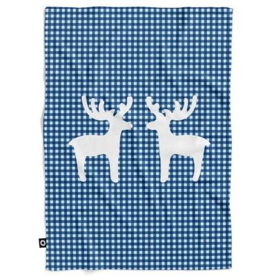 DECORDRUK Koc pluszowy WINTER wzór BN14 niebieska kratka i renifery 80 x 60 cm DECORDRUK Koc pluszowy WINTER wzór BN14 niebieska kratka i renifery 80 x 60 cm
