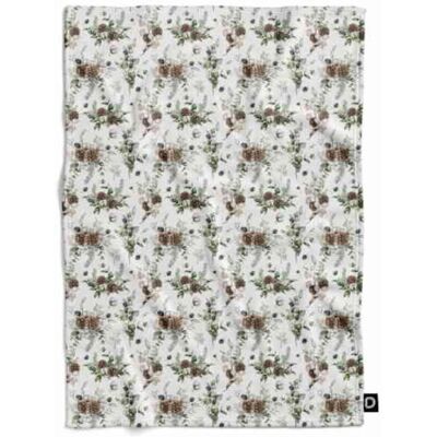 DECORDRUK Koc pluszowy WINTER wzór BN34 szyszki z kwiatami bawełny 150 x 200 cm DECORDRUK Koc pluszowy WINTER wzór BN34 szyszki z kwiatami bawełny 150 x 200 cm