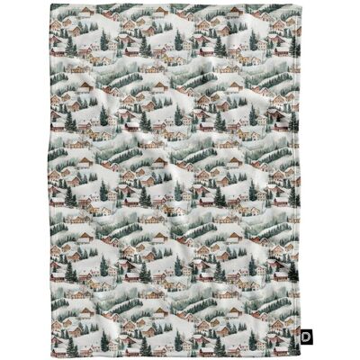 DECORDRUK Koc pluszowy WINTER wzór BN78 Zimowe domki 135 x 100 cm DECORDRUK Koc pluszowy WINTER wzór BN78 Zimowe domki 135 x 100 cm
