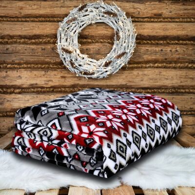 COTTON MARKET Koc Polarowy Świąteczny 160X200 Szary COTTON MARKET Koc Polarowy Świąteczny 160X200 Szary