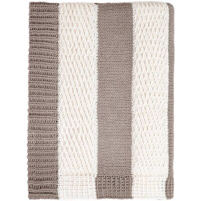Koc RUDENS w pasy ecru 130x170cm HOMLA Koc RUDENS w pasy ecru 130x170cm HOMLA