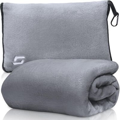 Inny producent Koc samolotowy z miękką poszewką na poduszkę podróżny 100cmx180cm szary Inny producent Koc samolotowy z miękką poszewką na poduszkę podróżny 100cmx180cm szary