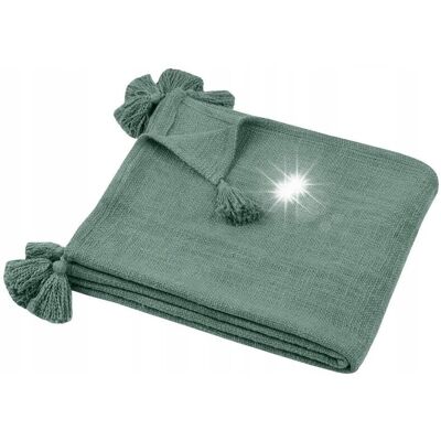 Inny producent Koc SANCHEZ 125x150 cm zielony chwosty pled na kanapę fotel BOHO frędzle Inny producent Koc SANCHEZ 125x150 cm zielony chwosty pled na kanapę fotel BOHO frędzle