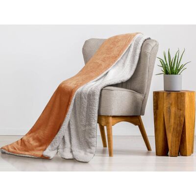 EUROMAT Koc Sherpa Dwustronny Morelowy 150x200 cm-150x200 cm EUROMAT Koc Sherpa Dwustronny Morelowy 150x200 cm-150x200 cm