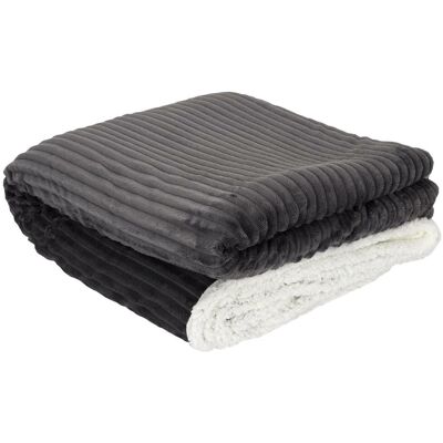 Intesi Koc Sherpa szary 180x220cm prążkowany Intesi Koc Sherpa szary 180x220cm prążkowany