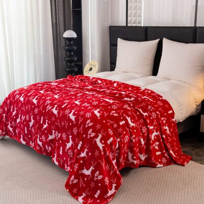 Cotton World Koc świąteczny 160x200 narzuta kocyk pled czerwony Renifery Cotton World Koc świąteczny 160x200 narzuta kocyk pled czerwony Renifery