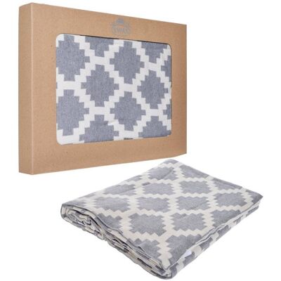Inny producent Koc szary we wzory 100% bawełna dwustronny 125x150 cm Inny producent Koc szary we wzory 100% bawełna dwustronny 125x150 cm
